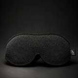 Pure Order 3D blackout slaapmasker, zwart, voorkant met label