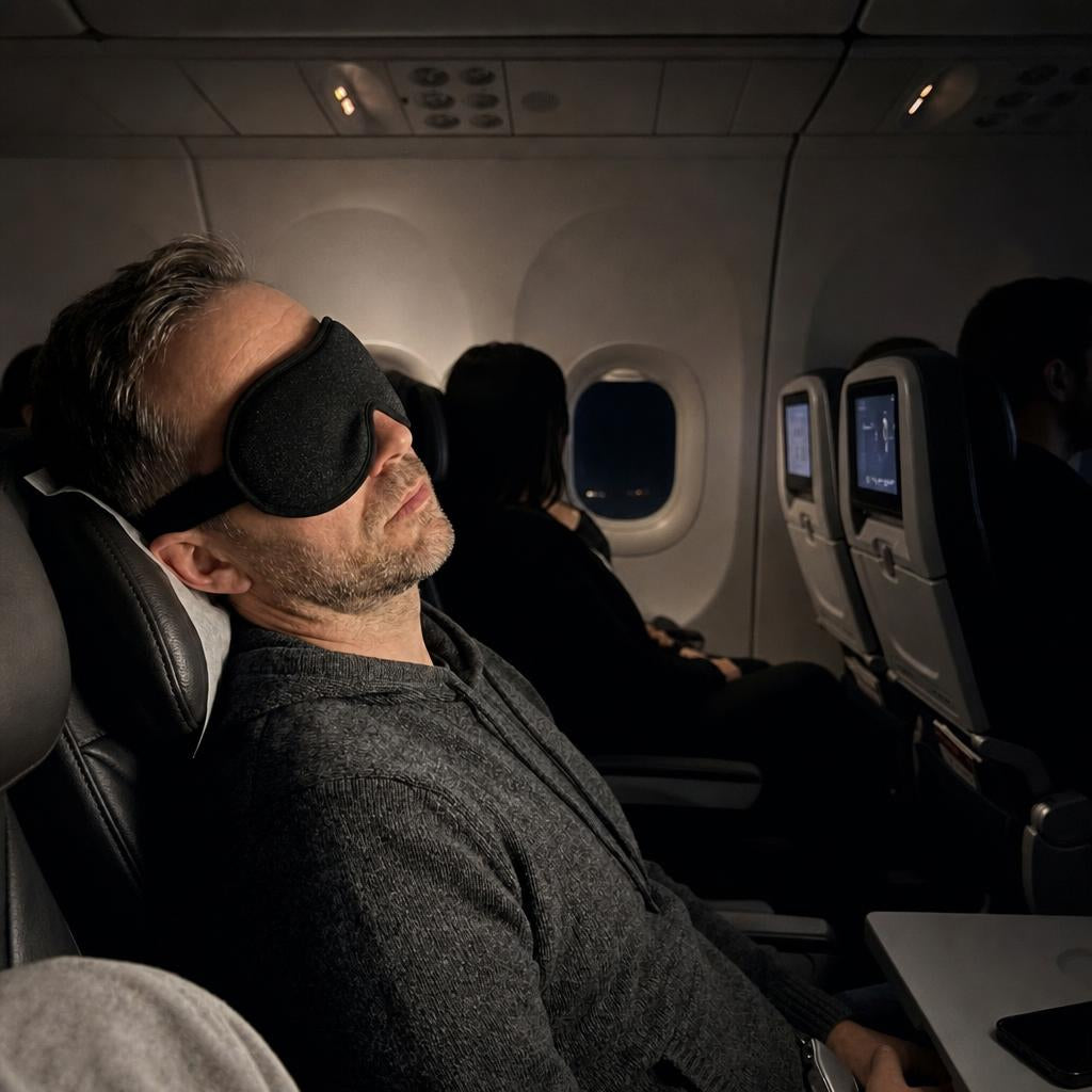 man met slaapmasker